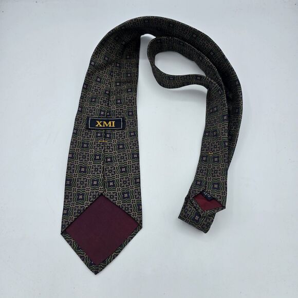 Mens Necktie Xmi Designer Tie 100% Silk Handmade Size 57 By 3.5 Inches Vintage - Picture 3 of 7